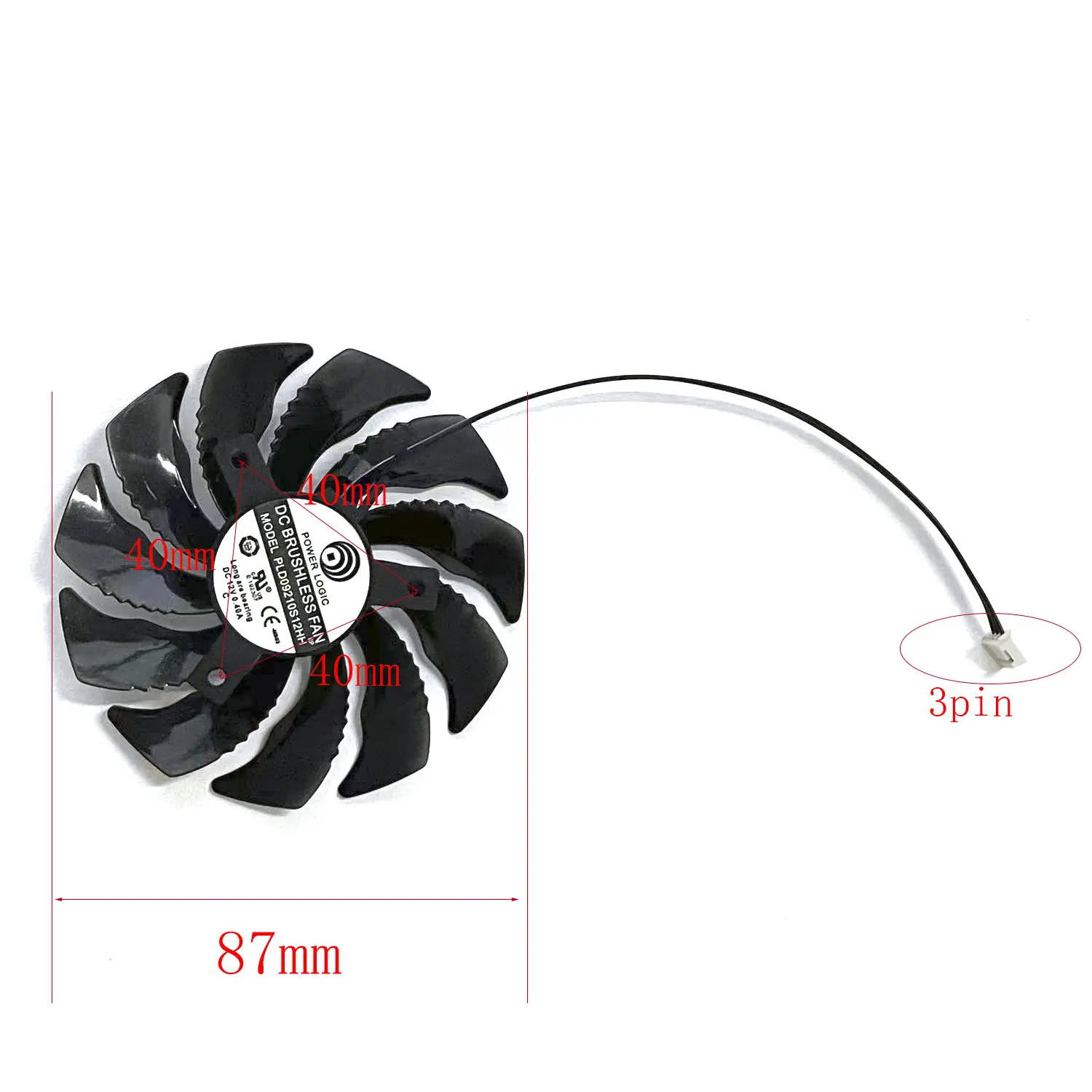 NEW 87MM 3PIN PLD09210S12HH GTX 1050 1050Ti GPU Fan，For Gigabyte RX 560 550、GTX 1050 1050Ti Graphics card cooling fan