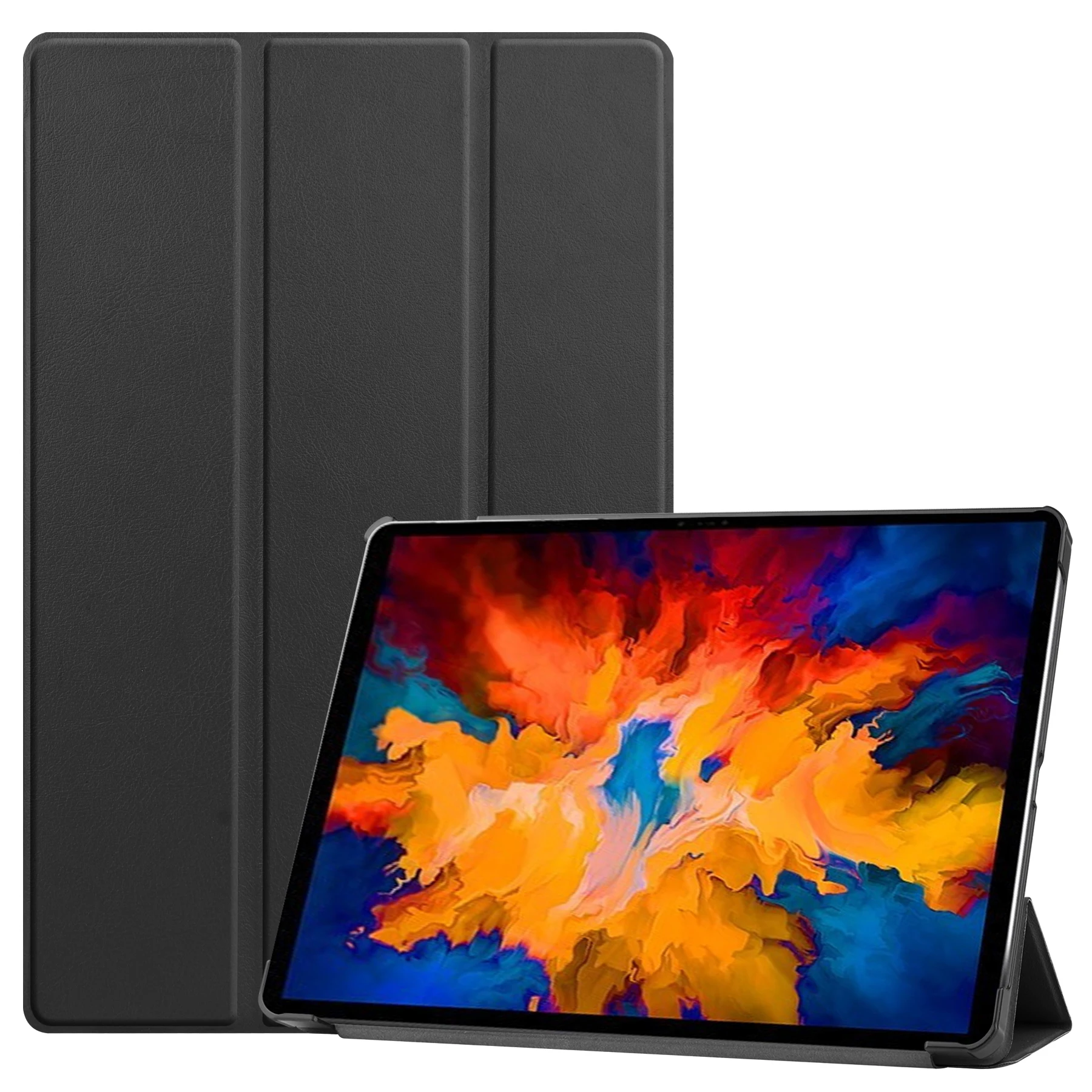 

Stable Tri-fold Stand Leather Stand Tablet Case for Lenovo Tab P11 Pro TB-J706F - Black