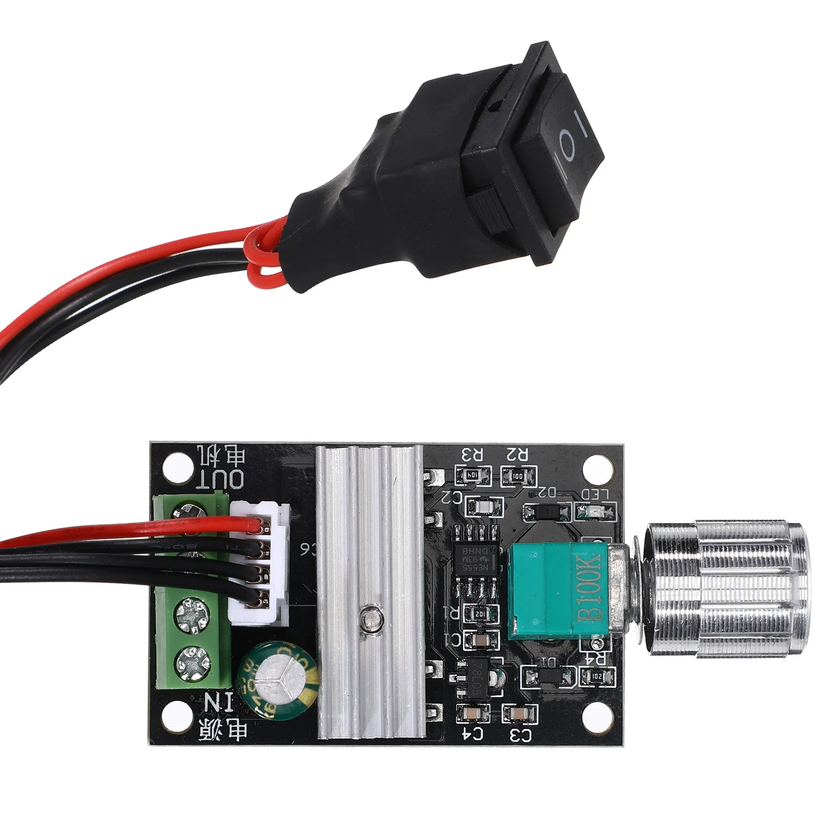 

DC Motor Speed Controller 1203BB PWM Adjustable Driver Switch Voltage Regulator 3A Continuous Current Metal 5x3 2x1 5cm Size