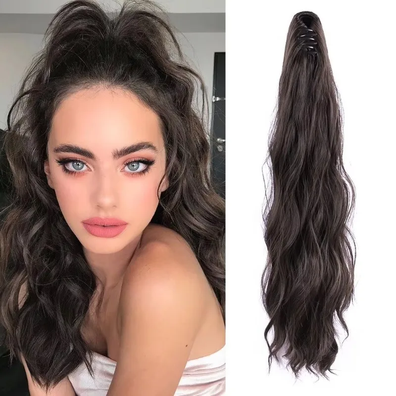 AU Premium Female Vietnamese Hair Growth Natural Female Invisible Clip-on Curly Weft Ponytail