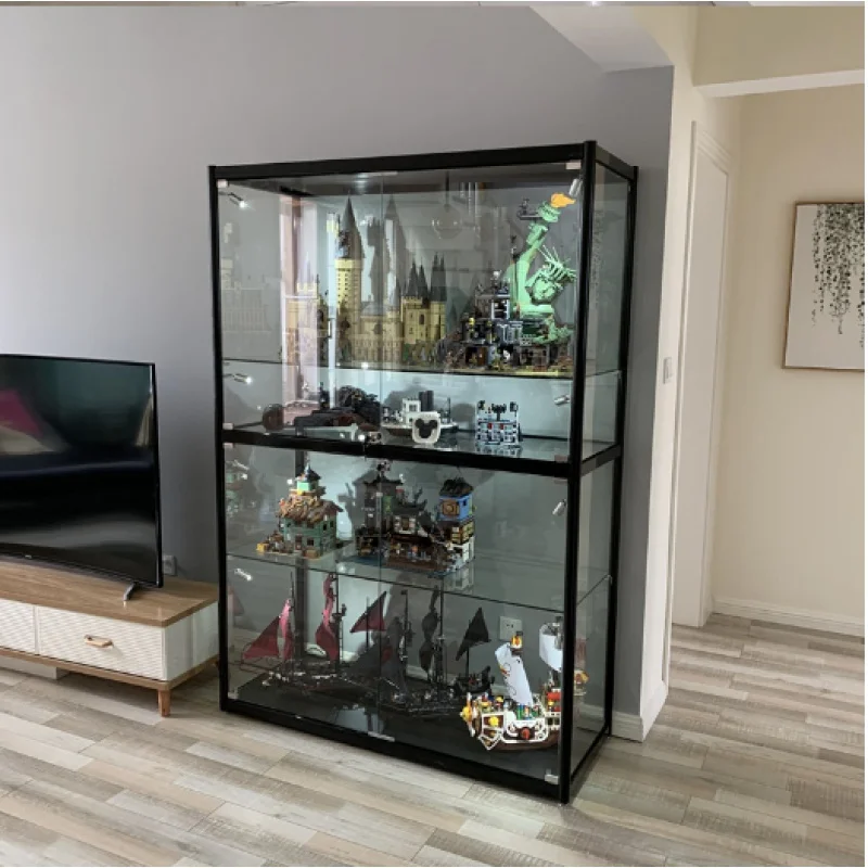 (Customized) Hot Selling Factory Supplier Lockable Aluminum Frame Collectibles Wine Show Tempered Glass Display Cabinet Wit