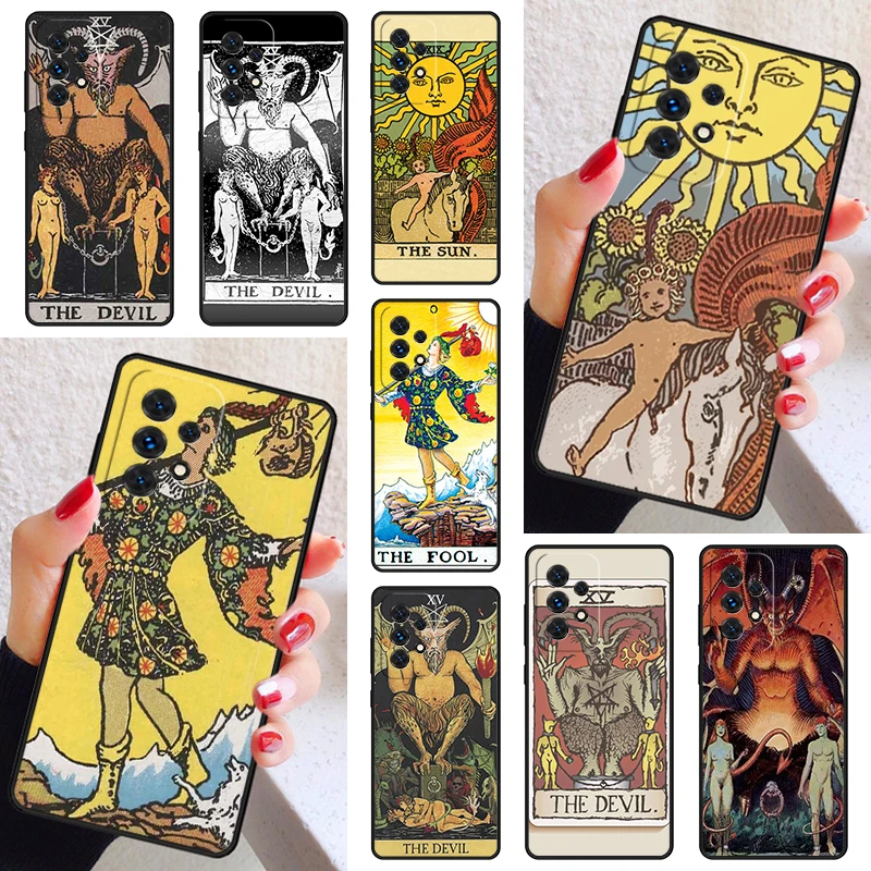 Tarot Cards The Devil Phone Case Cover For Samsung Galaxy A52 A72 A73 A20e A21S A50 A70 A11 A12 A42 A31 A40 A51 A71 A32 A80 A91