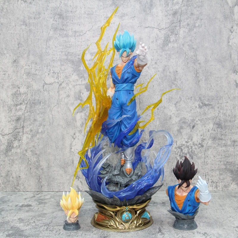 58CM Anime Dragon Ball Z Super Saiyan Vegetto Three Headed PVC Action Figures Collectible Model Doll Toys Desktop Ornaments Gift