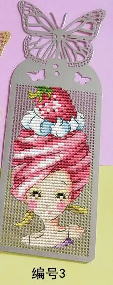 Ice Cream Princess Craft Sttich Cross Stitch Bookmark Metal Silver Golden Needlework Embroidery Crafts Counted Cross-Stitching