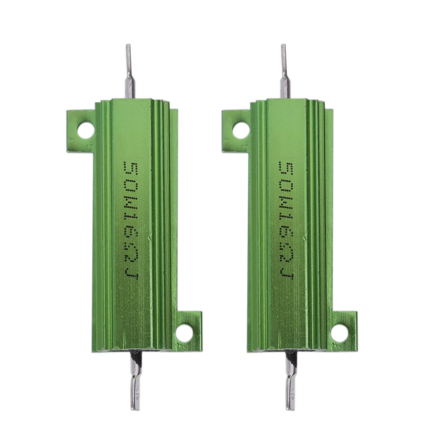 2 Pcs Chassis Mount Green Wirewound Aluminium Housed Resistor 50W 16 Ohm