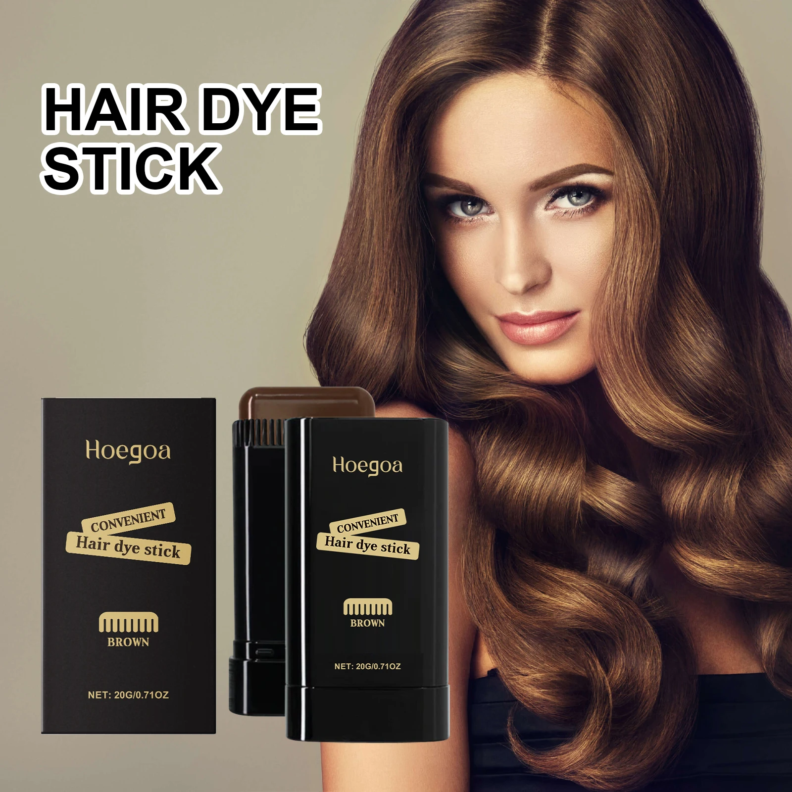 

2 in 1 Portable Brown Waterproof Comb Hair Dye Sweat-proof Instant Dye Easy to Use Hair Dye Comb Stick for Gray Hair Coverage