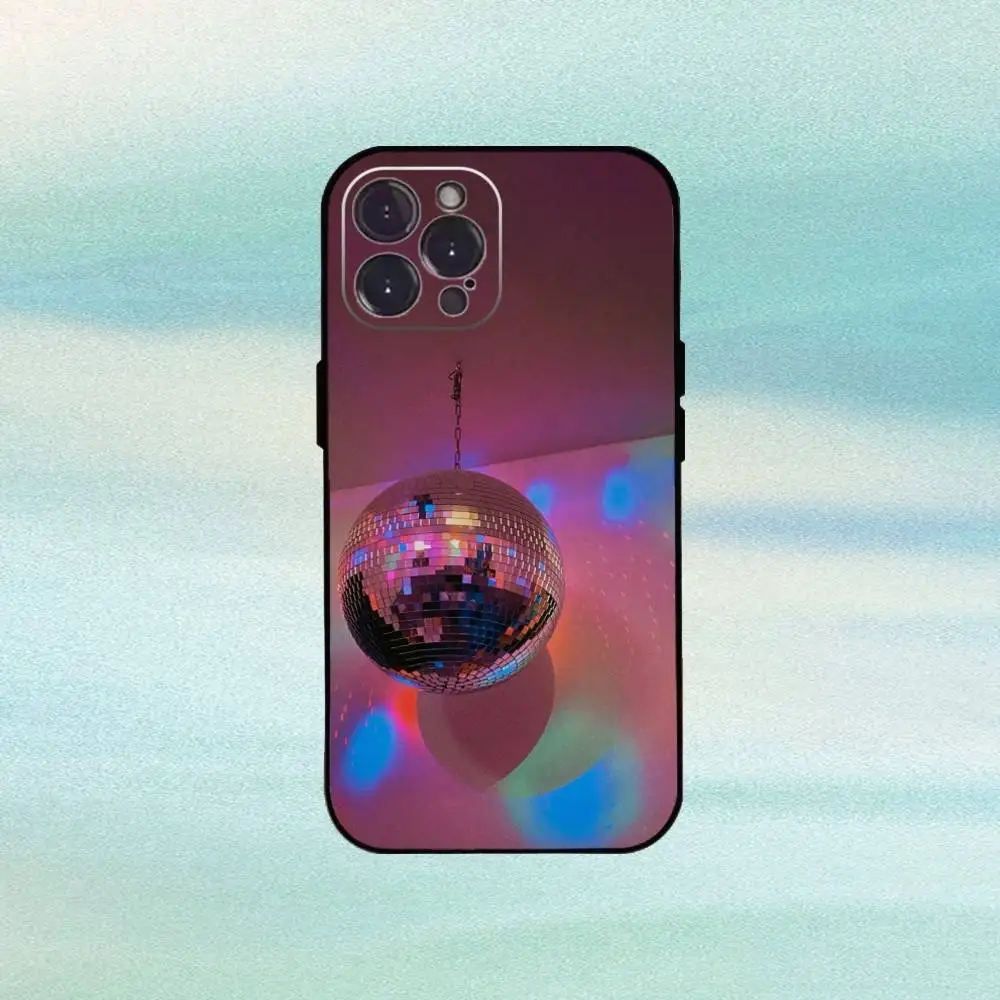 디스코 볼 아트 폰 케이스 아이폰 16,15,14,13,12,플러스,프로 맥스, 5G 기타용 소프트 블랙 커버