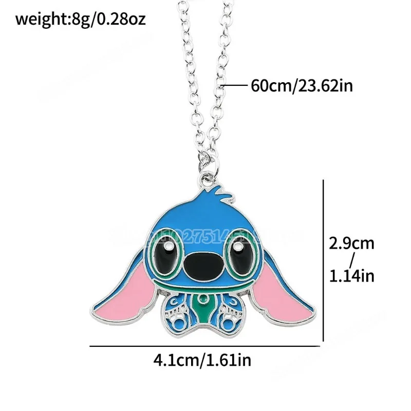 Cute Disney Stitch Necklace with Long Cross Chains Lilo Stich Figure Charms for Couple Accessories Jewelry Fashion Cartoon Alloy