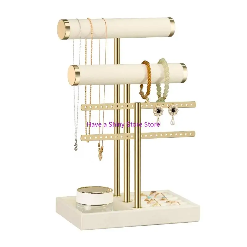 

Modern Jewelry Holder With Double Tiers Design For Bracelets Necklaces Easy Installation Accessory Display Stand R58E
