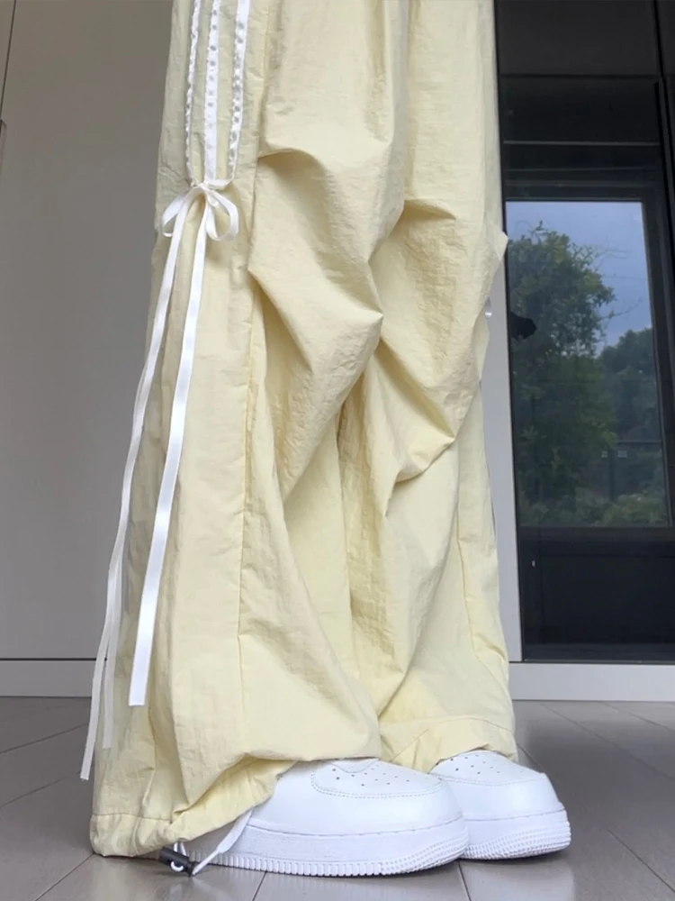 

Женские брюки American Sle: тонкие, с высокой талией, драпированные, быстросохнущие, карго, для весны и осени, для повседневной носки, с широкими штанинами