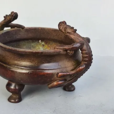 Two-beast three-legged incense burner old skin incense burner