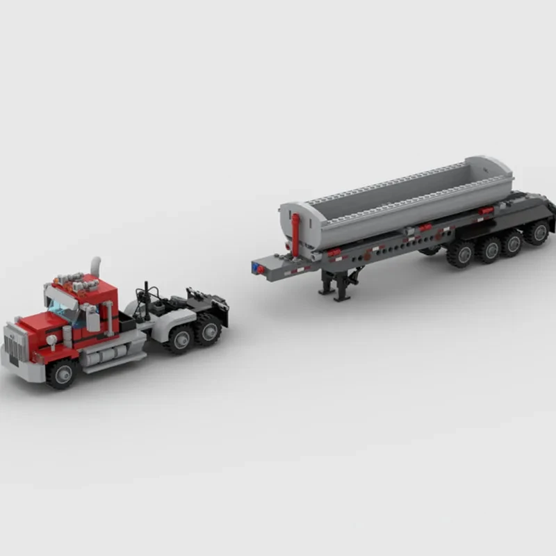 

670 pieces MOC city vehicle semi-trailer model with side unloading trailer assembly building blocks toy children's birthday gift