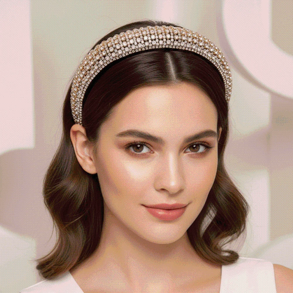 

Jeweled Hairbands Padded Rhinestone Headband Wide-brim Baroque Crystal Hairband Handmade Luxury Sponge Hair Hoop Bridesmaid