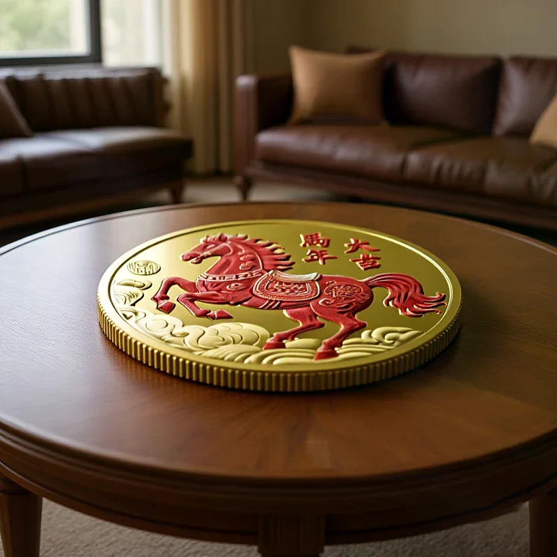 عملة الديكور 2026 زودياك الحصان الملونة التذكارية ميدالية سنة الحصان عيد ميلاد هدية صغيرة الحرف المعدنية الحدث تذكارية #2