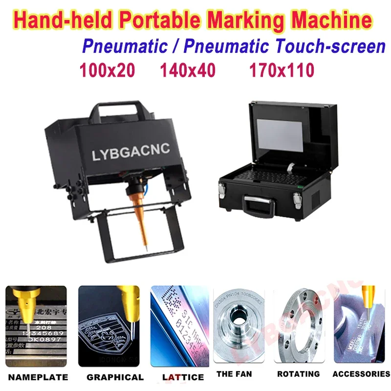 Hand-held Portable Metal Signage Nameplate Marking Machine Touch-screen Pneumatic Lettering Machine 100x20 170x110 140x40