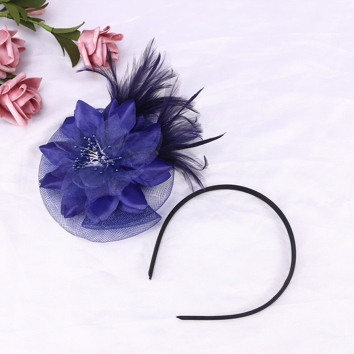 

Big Flower Headband For Women Girls Party Festival Fancy Ball Costume Cosplay Lightweight Comfortable Hair Hoop Navy