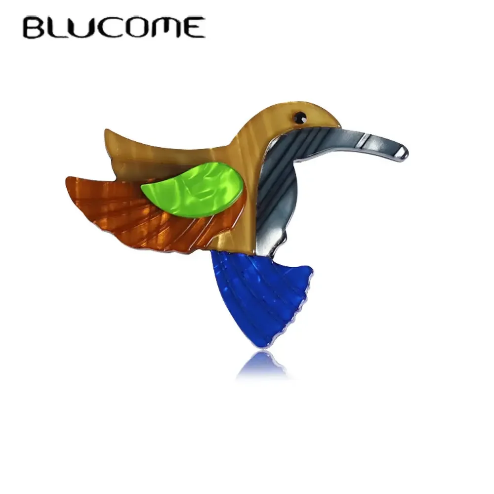 Женская Брошь в виде Колибри BLUCOMEBlucome, акриловая брошь в мультяшном стиле, украшение для одежды, ювелирное украшение для одежды, значок на булавке,