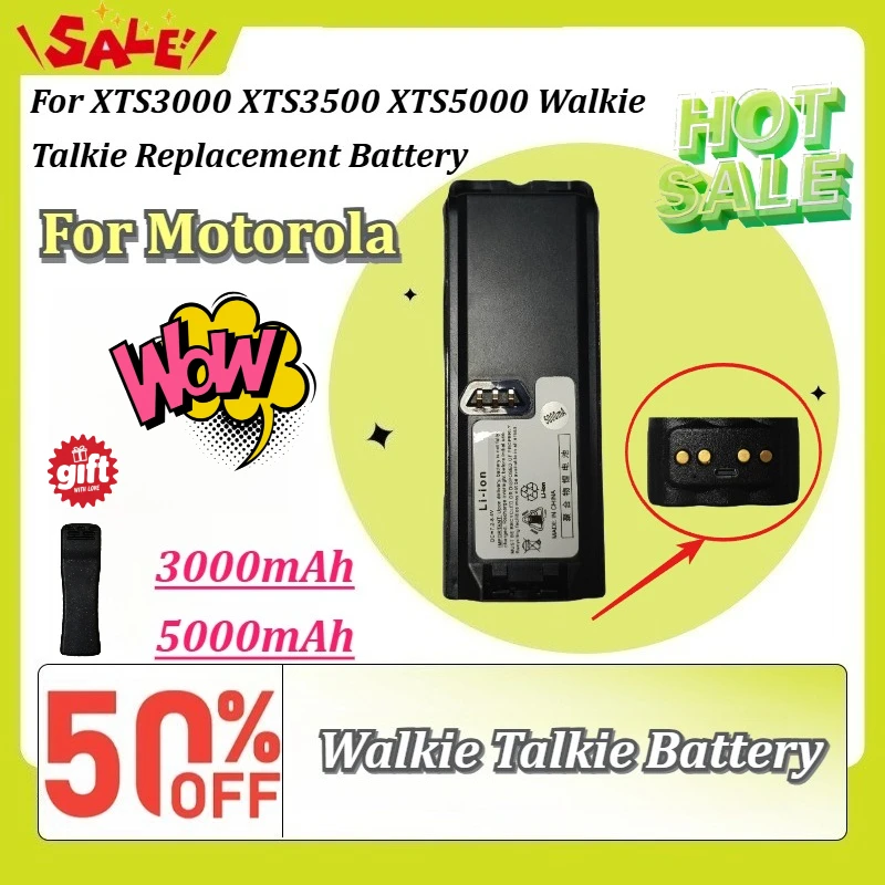 

High-Capacity 7.2-8.4V Lithium Polymer Battery Type-C Charge 3000/5000mAh For Motorola XTS3000 XTS3500 XTS5000 Two Way Radio