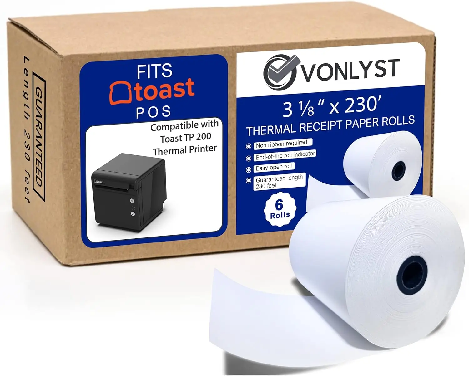

Thermal Paper Rolls for Receipt Printers, 6 Rolls Compatible with POS Systems