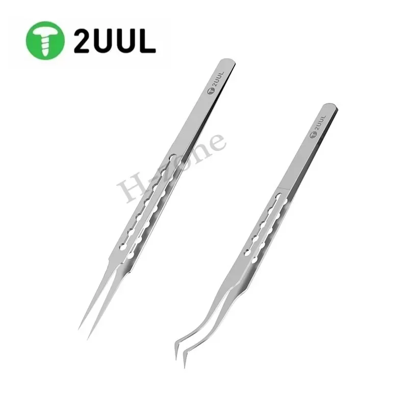 2UUL TW21  TW22 Non-magnetic Stainless Hollow Stencil Tweezers PCB Board Soldering and IC Chip Positioning Holding Tweezer