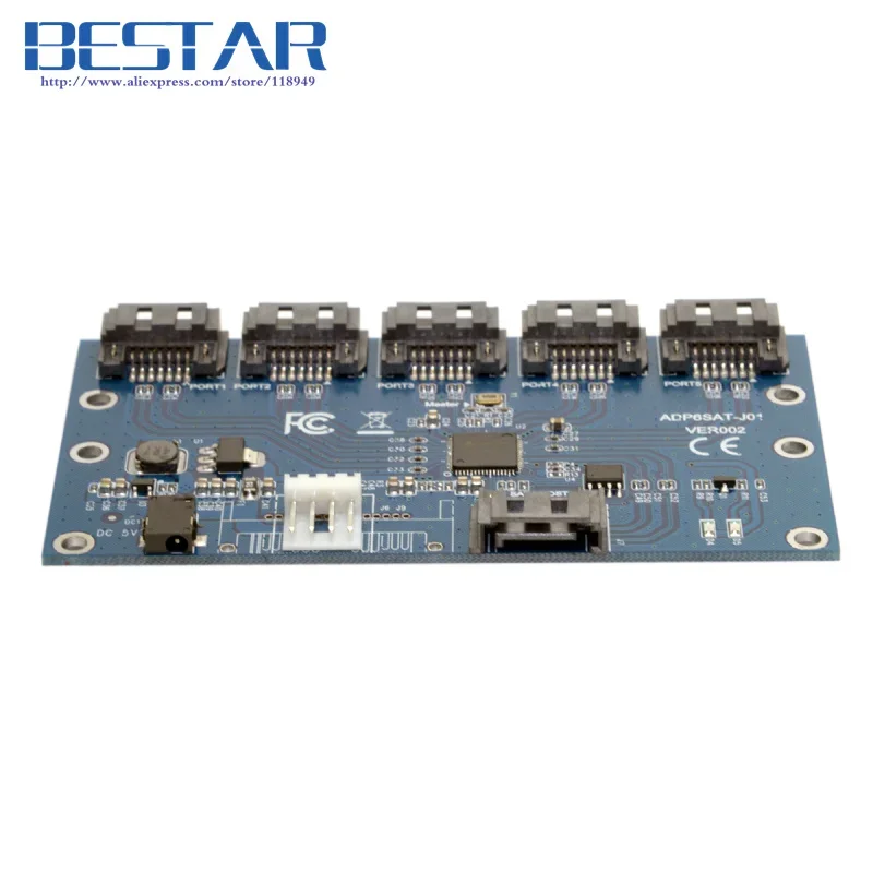 SATA 1 To 5 Hub PM Router Port Multiplier Riser Card Splitter Storage Adapter JMB321 Chipset