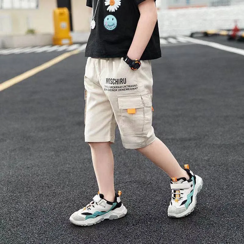 New Summer Teenage Boys Pants Casual Letter Short Trousers For Kids 4-14 Years Children Comfortable Pants