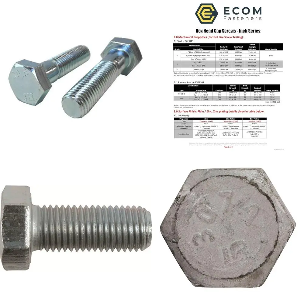 

Zinc-Plated Hex Cap Screws, Coarse Thread, M14-2.00 x 75mm, 25-Pack, 2.25 Partially Threaded, Metric Class 10.9 Long Tail Keywor