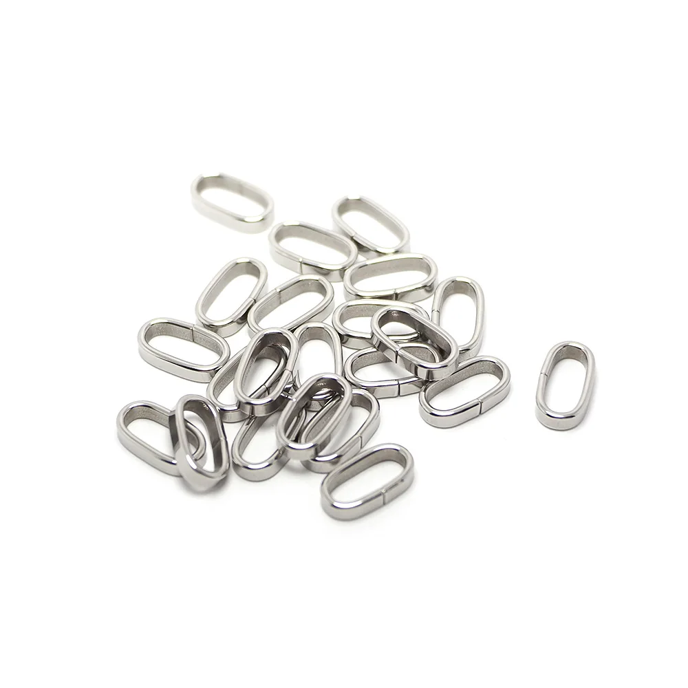 10pcs Leather Loop Fastener,Flat Oval Leather Findings,Leather Strap Buckle,10x4mm Smooth Stainless Steel Leather Sliders