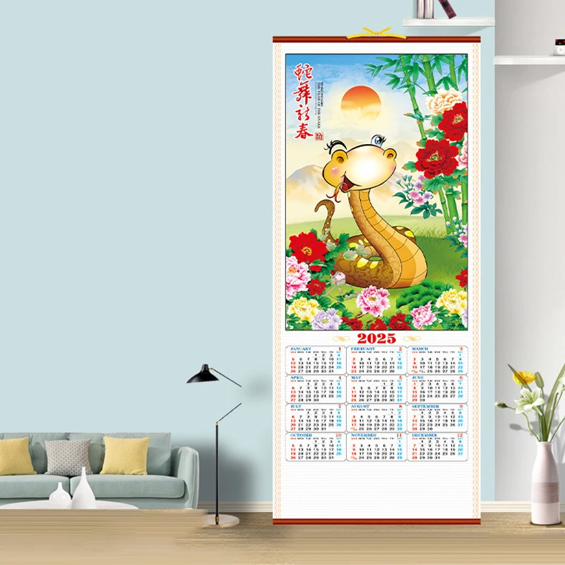 

Traditional Chinese 2025Wall Calendar Chinese Lunar Year of The Snake Hanging Scroll Calendar Wall Office Monthly Yearly Planner