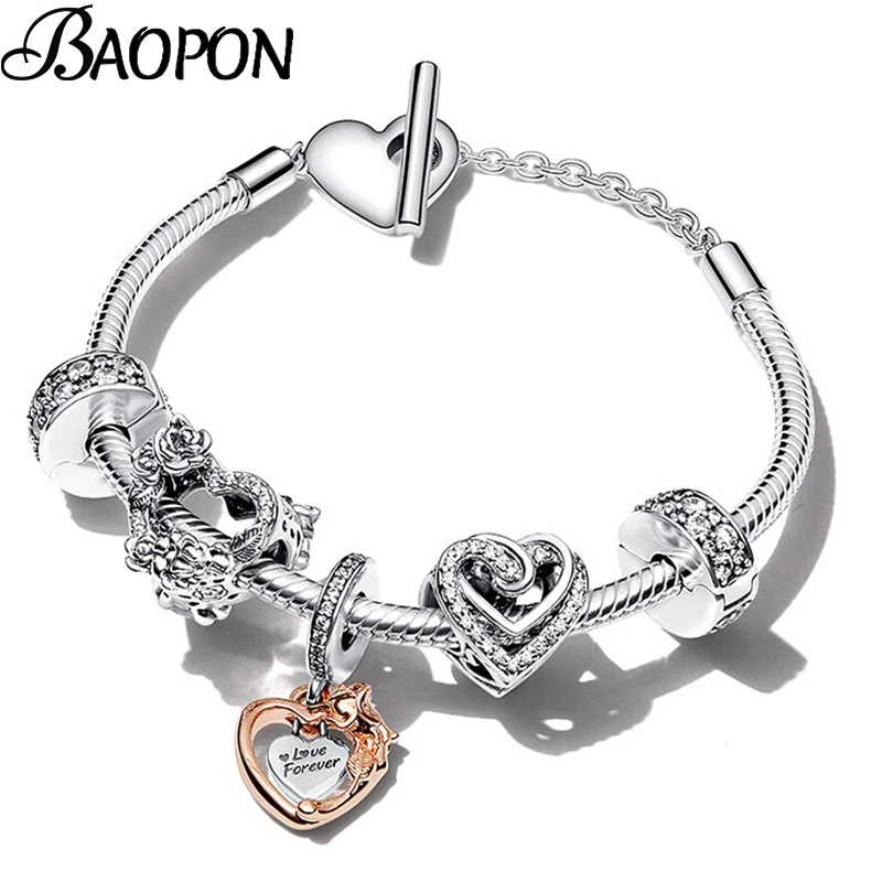 Fashion OT Chain Charm Bracelet Crystal Heart Beads Bracelet For Women Men Girlfriend Jewelry Gift Special Offer Dropshipping