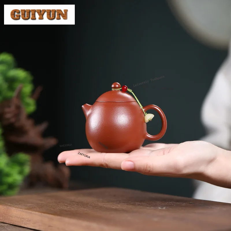 

Элегантный чайник из исинской глины (100 мл) ручной работы в форме драконьего яйца, из необработанной глины Чжу, китайский чайный набор для церемонии чаепития