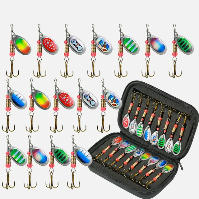 Zestaw przynęt Jig Spinner z pudełkiem na sprzęt 3g Obrotowa przynęta na szczupaka Łosoś Wędkarstwo morskie Wobbler Trolling Twarda przynęta Topwater Lure