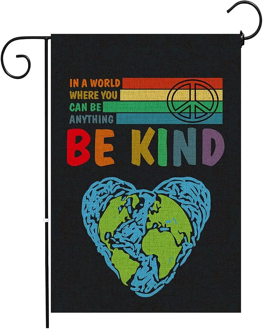 В мире, где вы можете быть чем-то добрым, Садовый флаг ЛГБТ, двусторонний Садовый флаг с принтом, яркий летний уличный Декор