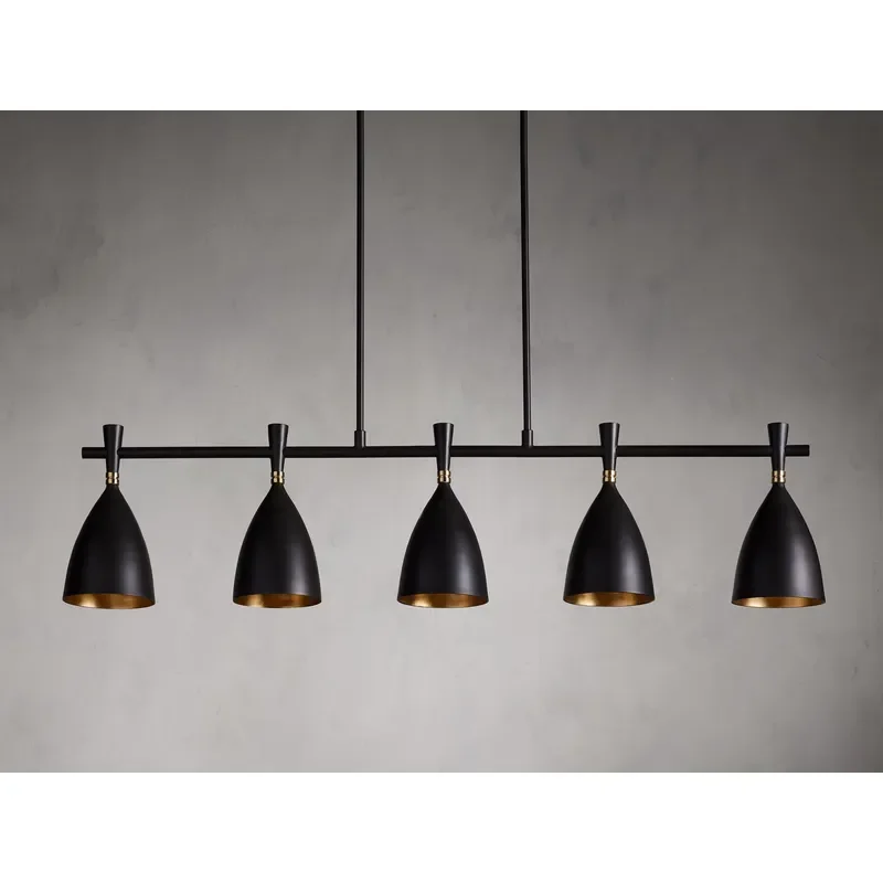 Modern Nordic industrial creative chandelier dark bronze linear chandelier for kitchen islands, restaurants, bars