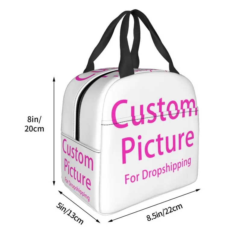 Custom Photo Logo Lunch Box Waterproof Customized DIY Print Cooler Thermal Food Insulated Lunch Bag Portable Picnic Tote Bags