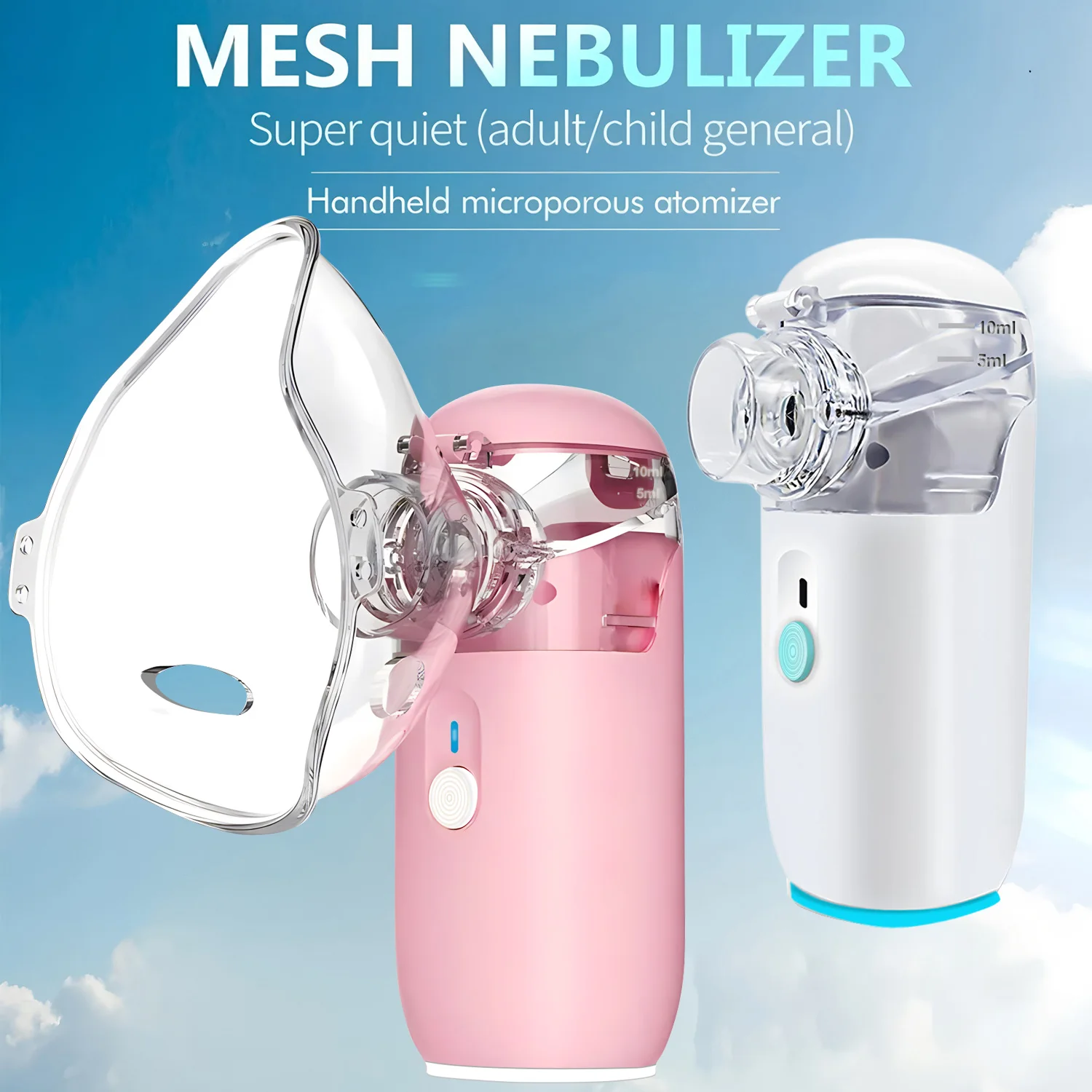 Nebulizador Médico Silencioso de Malla, Inhalador Portátil para Asma, Atomizador, Cuidado de la Salud Infantil, Mini Nebulizador Humidificador Portátil