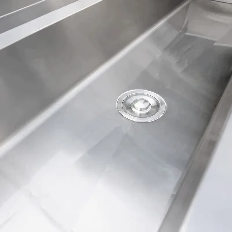 Large Industrial Hand Wash with Multiple Faucet Free Standing Sink 304 Stainless Steel Wash Basin Commercial Sinks Kitchen Cheap
