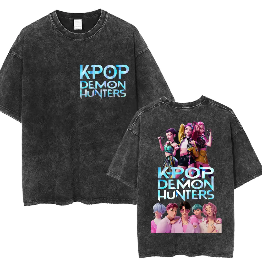 Kpop شيطان الصيادين الرجال تي شيرت للرجال الملابس خمر الجرافيك Y2k رياضة مضحك ميمي القطن المتضخم جديد تي شيرت مصمم رجل
