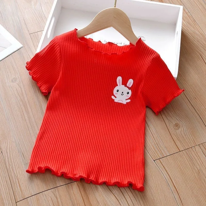 New Girls Short Sleeve T-Shirt Summer Clothing Cotton Comfort Children 1-5 Years Old Half Sleeve Top Kids Casual Outdoor Wear