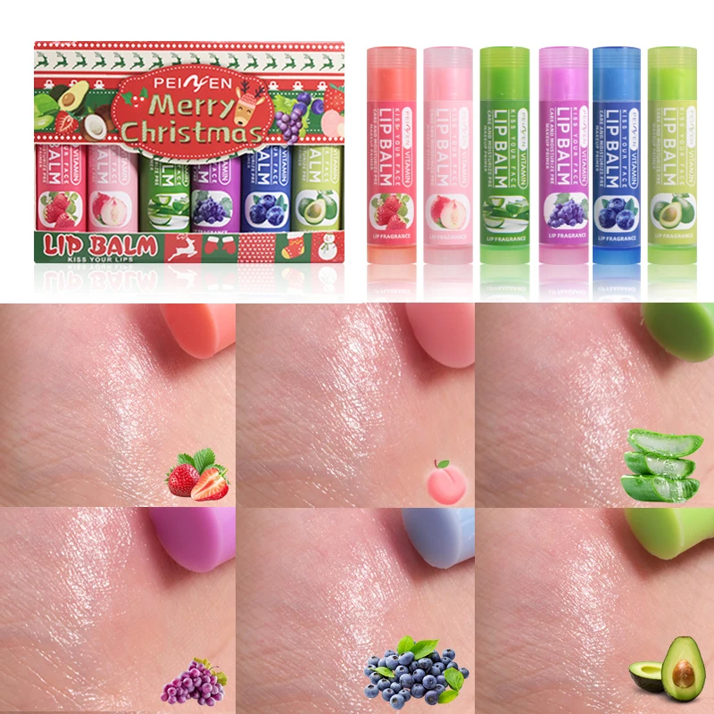 크리스마스 선물 세트 - 가을, 겨울 케어에 딱 맞는 식물성 스쿠알란이 함유된 과일향 보습 립밤 6종