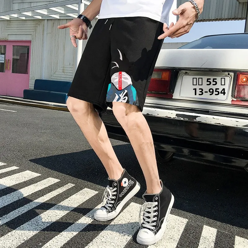 

Summer Men's Beach orts Casual Trendy Student Five-Quarter Length Loose Fit Polyester Blend Youthful Energy Sle orts