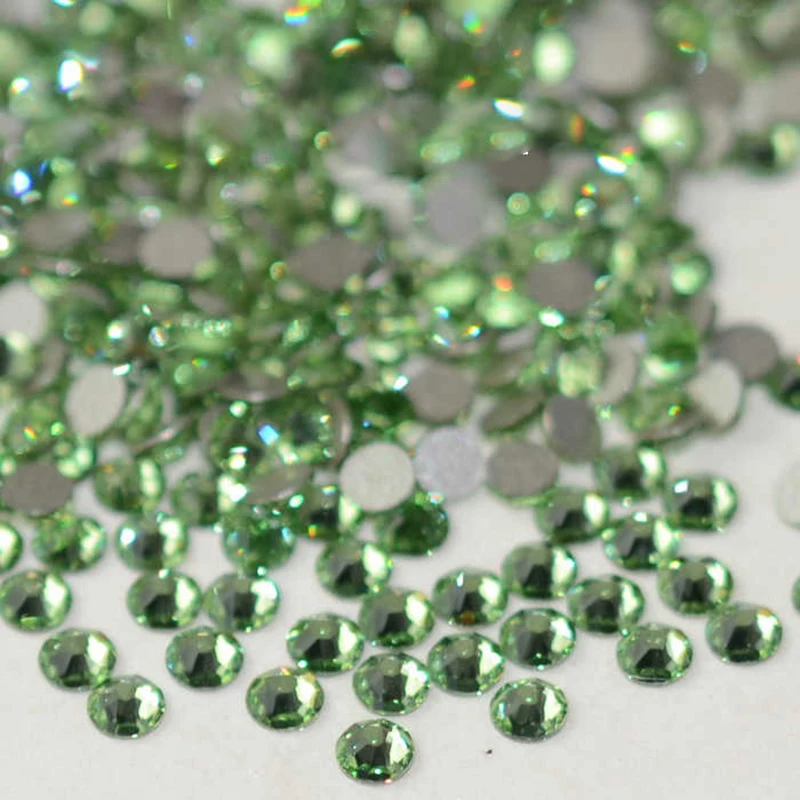

HiSwaro 5A Peridot Non HotFix Rhinestones Glass Flatback Strass Crystals for Nail Art Garment Decorations Nail Charms Green