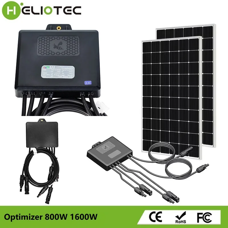 Heliotec 650/800/1600W PV Power Optimizer MPPT 12V-75V Input Ip68 Real-time Solar Panel Monitoring Voltage-Limiting Anti-Hotspot