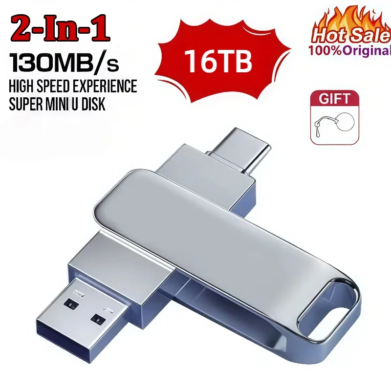 Nowy dysk flash USB 3.0 o pojemności 16 TB, szybki, metalowy, wytrzymały pendrive do przechowywania danych, różne pojemności. — zdjęcie produktu 2