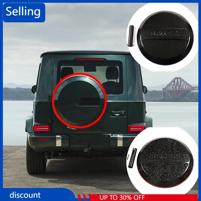 

For Mercedes-Benz G-Class W463 G63 G500 G350 2019-2021 Real Carbon Fiber Modified Brabus Trunk Spare Tire Cover Car Accessories