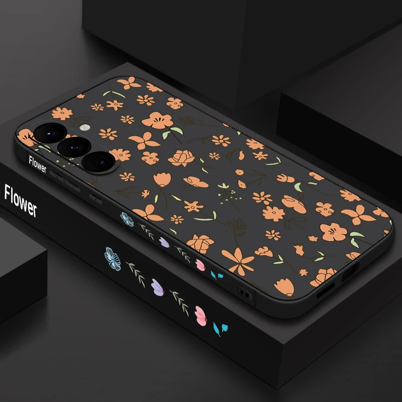 Little Floral Case For Samsung S26 S25 Ultra S24 S23 S22 Plus S21 FE A15 A16 A17 A35 A36 A54 A55 A56 5G Soft Silicone Cover
