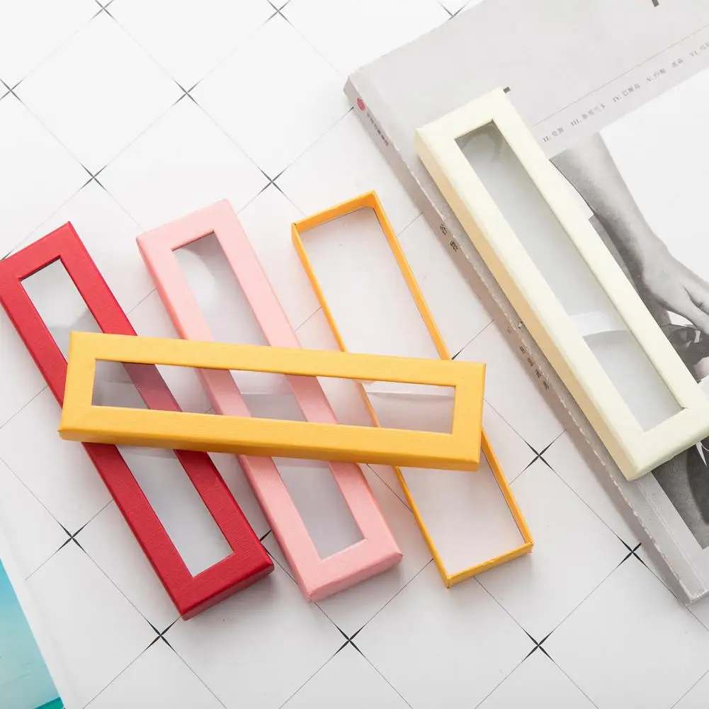 Pencil Case Transparent Window Business Office Paper Gift Pen Box Case Cardboard Pen Box Pen Wrapping Supplies Caixa De Lápis