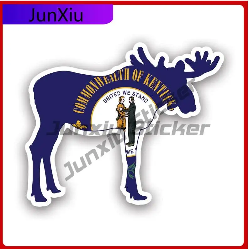 

Kentucky Moose Shaped Flag Sticker Uv Protected Decals V2 Ky Elk Deer Antlers Archery Hunter Hunting Outdoors Explore State Flag