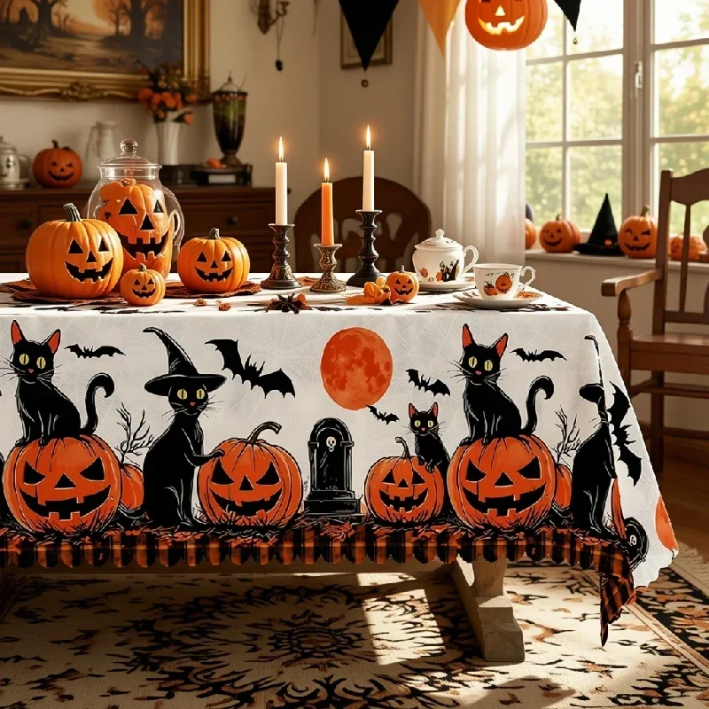 Vespri Halloween tablecloth, spine-tingling dinner party, October celebrationzyc