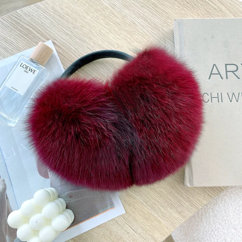 Winter Women Warm Real Fox Fur Earmuffs Girl's Earlap Ultra Large
